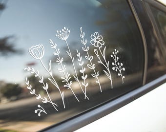 Wildflowers Car Decal: Removable Vinyl Sticker for Laptop, Water Bottle
