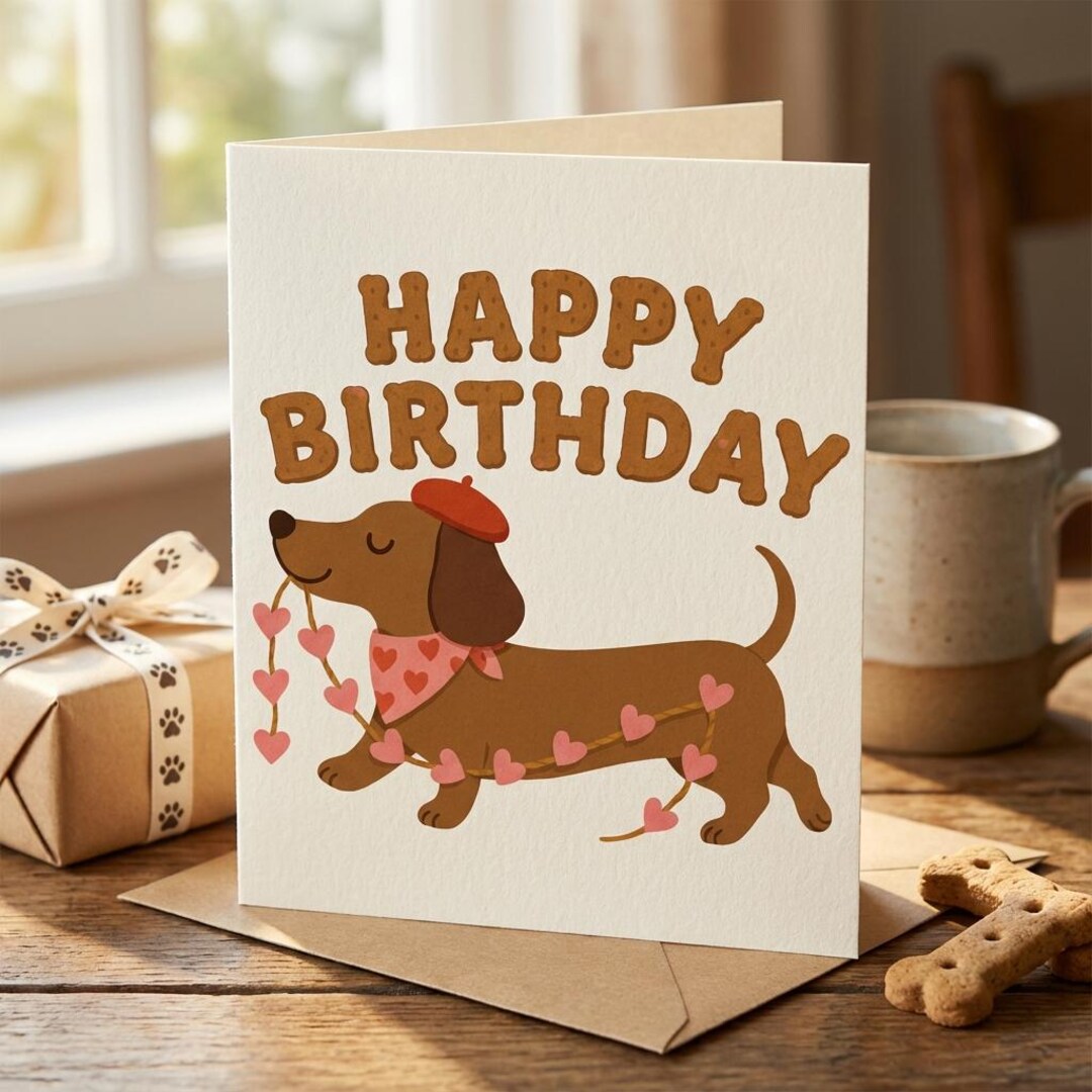Funny Dachshund Birthday Card, Cute Sausage Dog Card, Dog Lover Gift ...