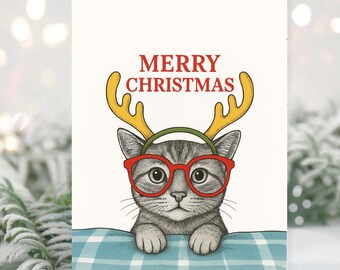 Funny Cat Lovers Christmas Card - Christmas Cat funny - Funny Xmas Cards For Cat Lovers - Cat on blanket , cat mums Funny