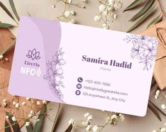 Business Card Floral: Elegante Visitenkarte mit digitalem Kontakt, keine App erforderlich