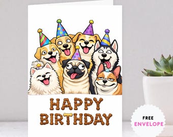 Funny Dog Birthday Greeting Card A5 – Meme Dogs Party Card, Happy Birthday Card for Dog Lovers
