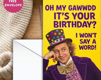 Funny Birthday Card | Sarcastic Birthday Gift | Humorous Birthday Print | Wizard Party Hat Illustration | Cheeky Birthday Decor