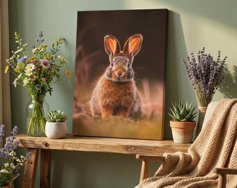 Cute Bunny Canvas Print – Colorful Rabbit Wall Art, Adorable Animal Home Decor