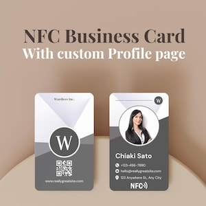 Tarjeta de presentación NFC: tarjeta de contacto digital para profesionales / Página táctil personalizada / No necesita aplicación / Moderna tarjeta inteligente de PVC con perfil moderno P