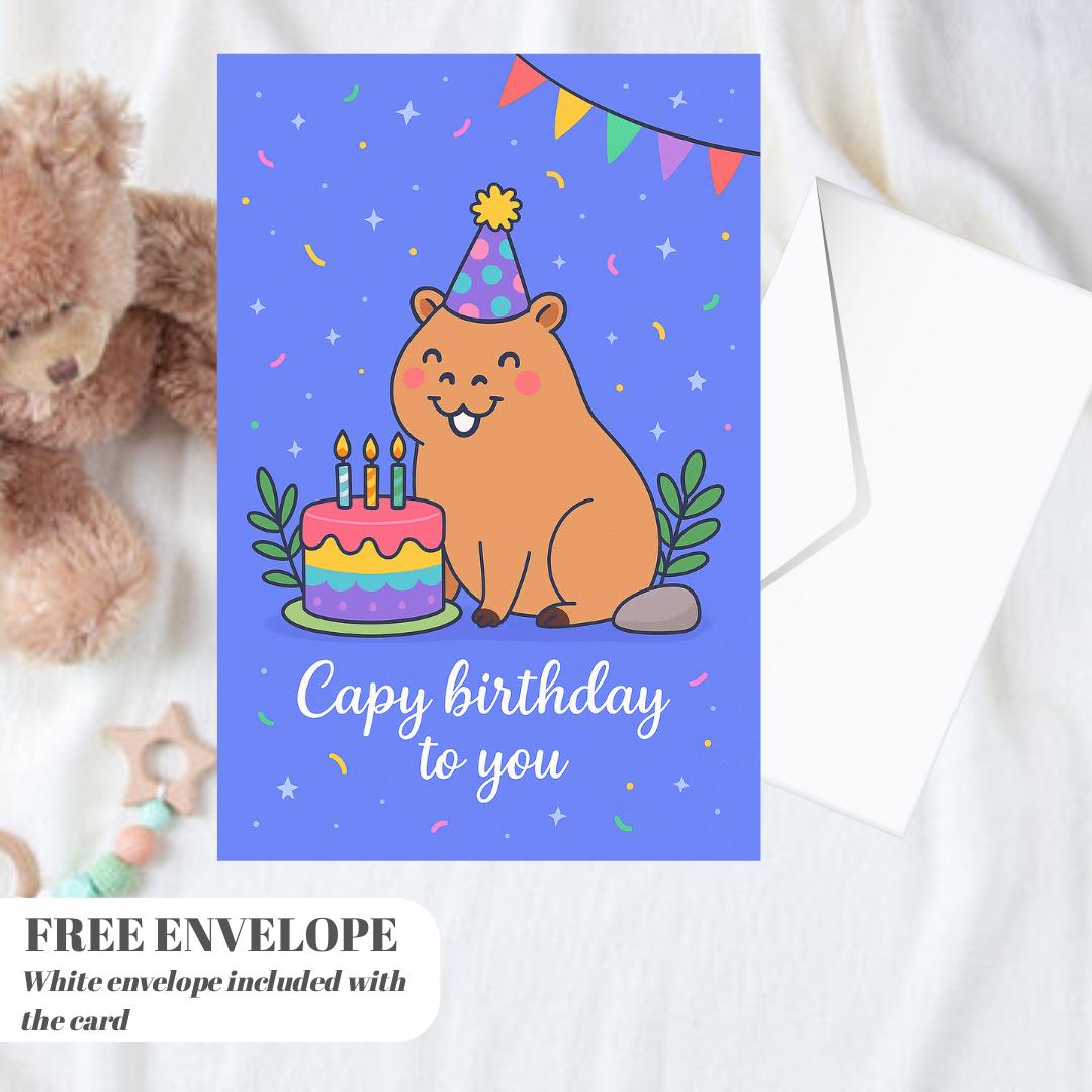 Capy Birthday - Capybara Birthday Card Cute Animal Birthday Cards Hand ...