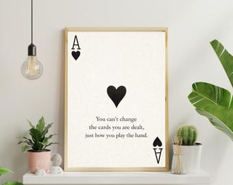 Motivational Wall Poster Print – Playing Card Quote Art, Cool Poster for Room Decor, Minimal Frame Poster