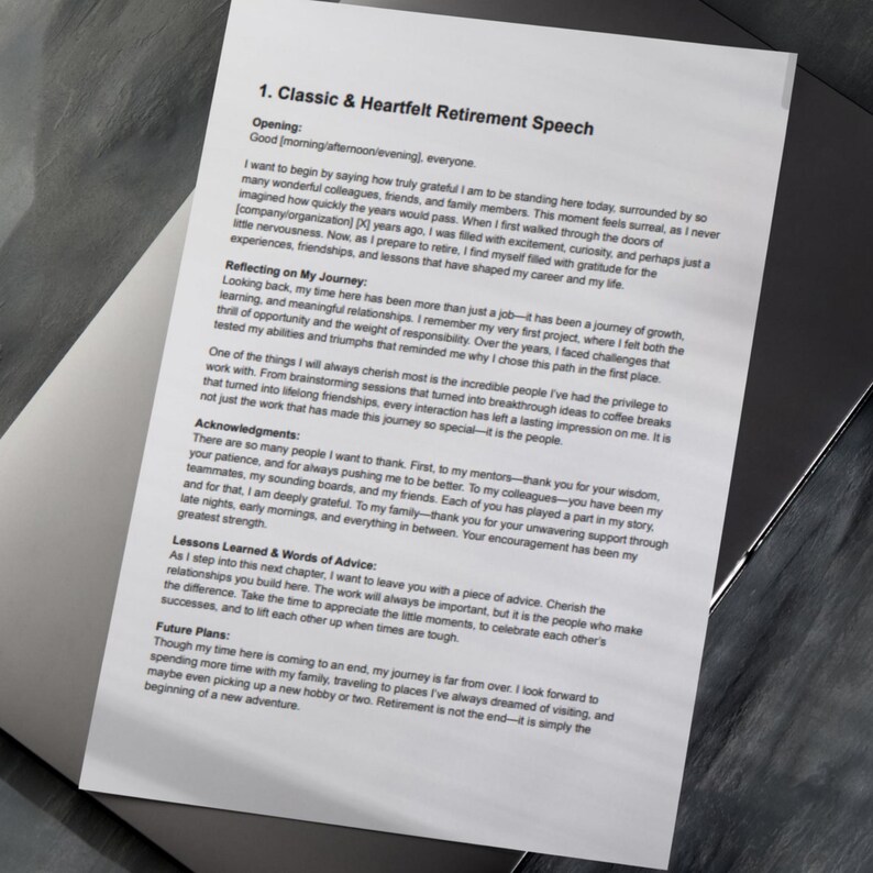 Retirement Speech Template Heartfelt Retirement Farewell Speech Funny ...