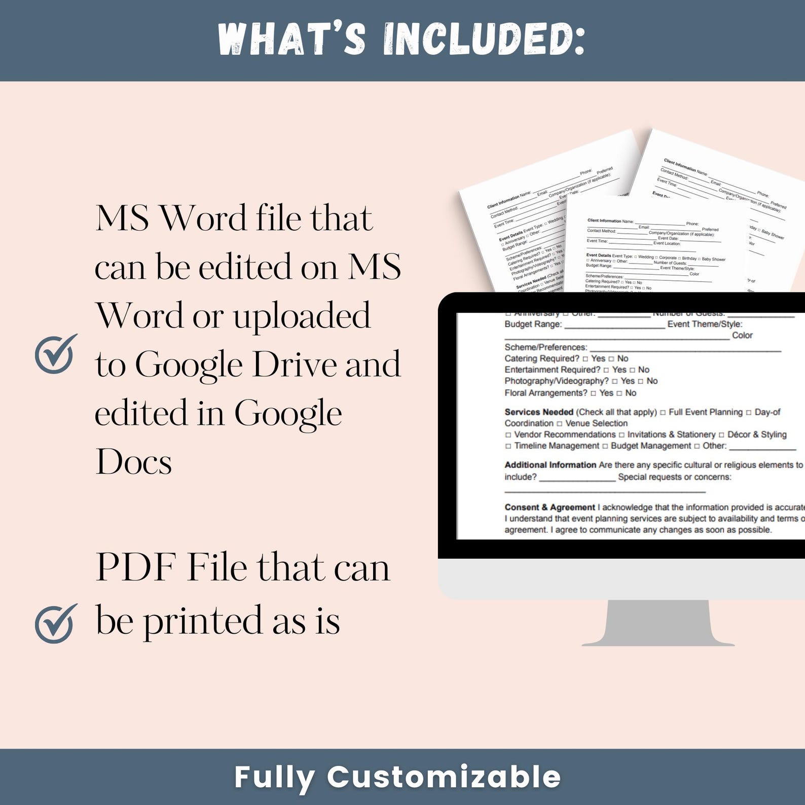 Event Planning Client Intake Form: Editable Template (PDF, Word) - Etsy