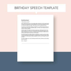 個人的な乾杯のための誕生日スピーチテンプレート 自分の誕生日のためのカスタマイズ可能なスピーチ 面白い心のこもった編集可能で印刷可能なダウンロード