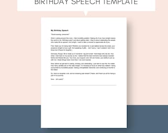 Own Birthday Speech Templates for Personal Toasts Customizable Speech for Your Own Birthday Funny Heartfelt Editable Printable Download