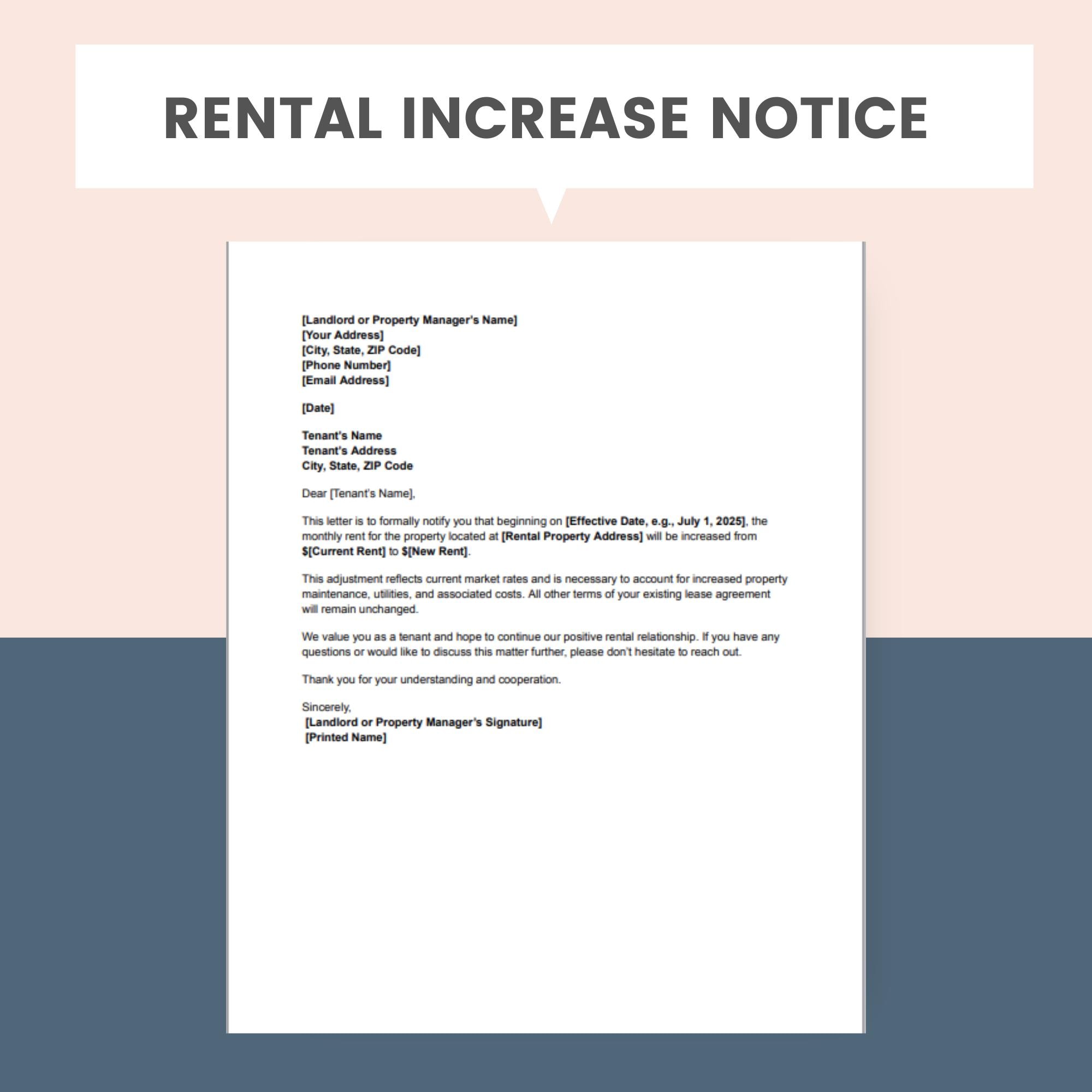 Landlord Rent Increase Forms.pdf Rent Increase Notice Template Editable Rental Letter Landlord Tenant ...