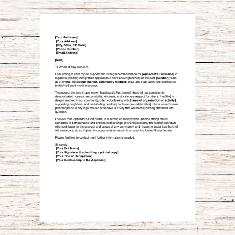 Good Moral Character Letter Immigration Template Reference Letter USCIS ...