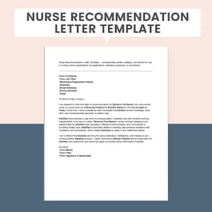 Plantilla de carta de recomendación de enfermería, carta de referencia de enfermería editable, descarga, solicitud de empleo de enfermería, residencia, promoción, escuela de posgrado