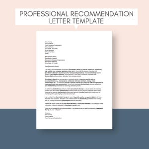 Professional Recommendation Letter Recommendation Letter Template Editable Letter Of Recommendation For Employee Recommendation Job Career