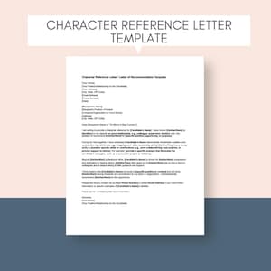 Plantilla de carta de recomendación de referencia de carácter Carta de recomendación de muestra Carta de referencia para empleado Carácter editable