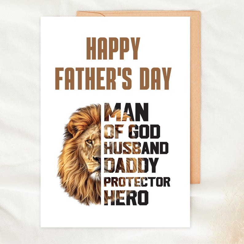 Christian Father's Day Card Man of God Husband Daddy Protector Hero ...