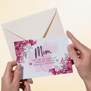 Cartão de Dia das Mães para Imprimir para Mãe, Cartão de Saudações Cristão de Filha e Filho, Presente de Dia das Mães, Mensagem Sincera, Cartão de Aniversário da Mãe