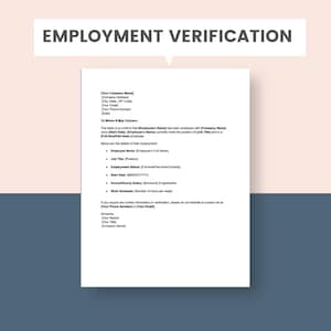Employment Verification Letter Template Editable in Word and Google Docs Proof of Employment Letter HR Document Instant Download Printable