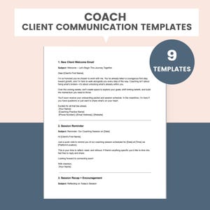 Coach E-Mail-Vorlagen Kundenkommunikati ons- Skripts Willkommens-Recap Erinnerungserinnerung Abschluss Check In Testimonial Anfrage PDF Word Kundenmitteilung