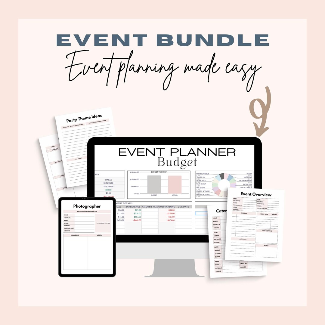 Event Planning Bundle Budget Spreadsheet Party Checklist Seating Chart ...