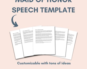 Maid of Honor Speech Template Editable MOH Toast Heartfelt Funny Wedding Speech Printable Bride Sister Best Friend Reception Toast Download
