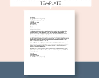 Plantilla de carta para animales de apoyo emocional Plantilla de carta para animales de servicio Carta para el médico de animales de servicio Carta para el terapeuta Plan de tratamiento Documentación para animales de servicio