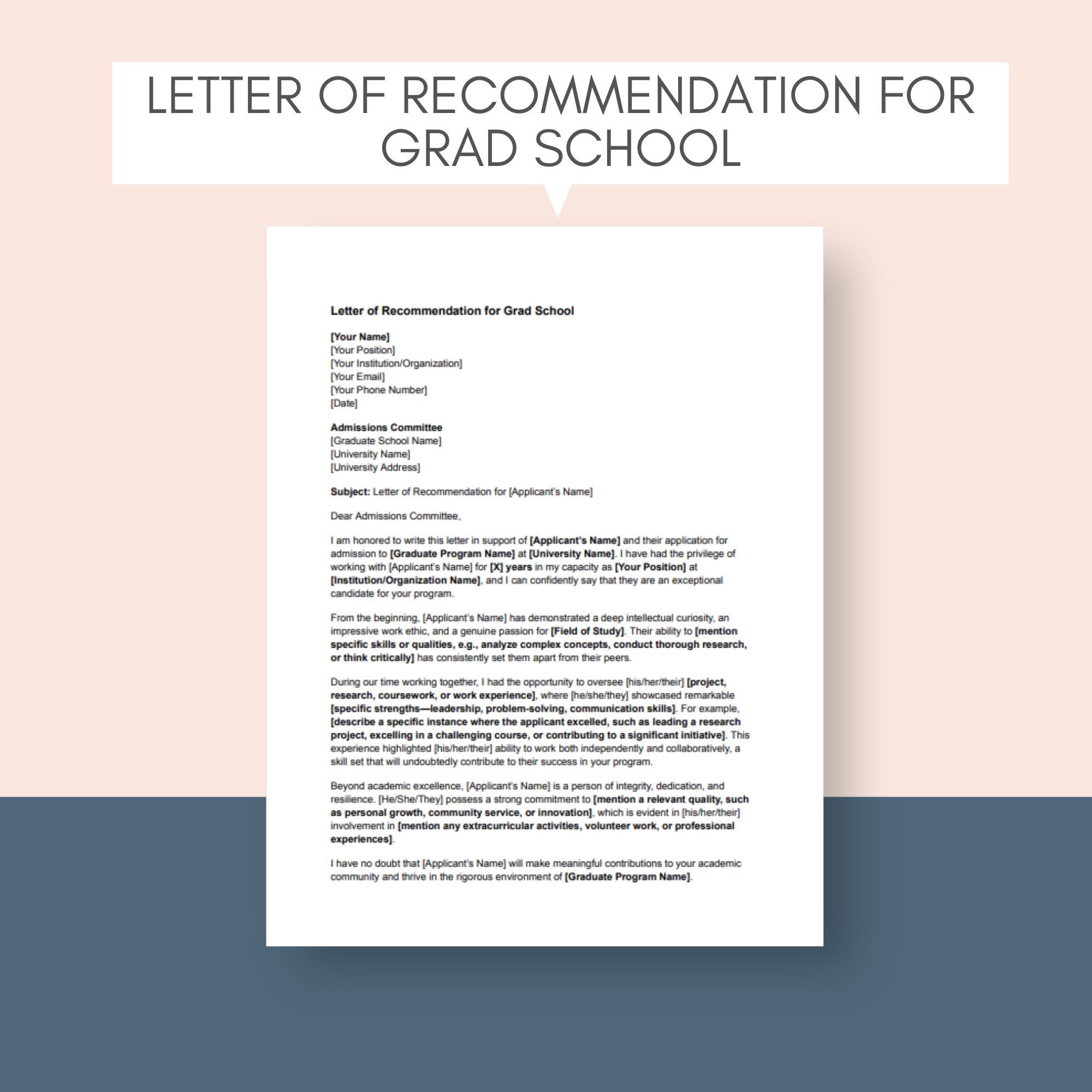 Empfehlungsschreiben für die Graduiertenschule Empfehlungsschreiben Vorlage Bearbeitbarer Brief Akademische Referenzvorlage Grad Schulbrief