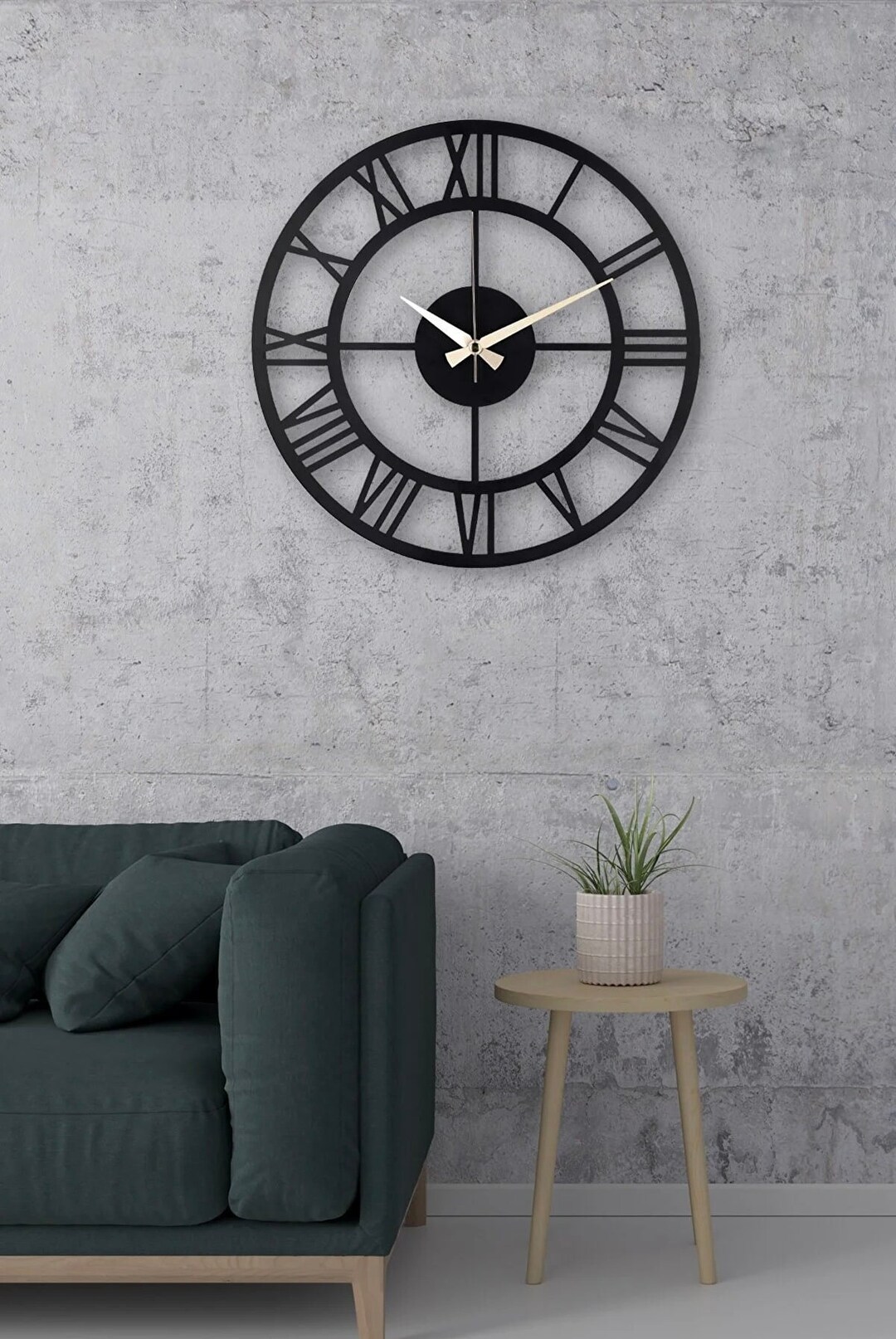 Roman Numeral Metal Wall Clock Etsy
