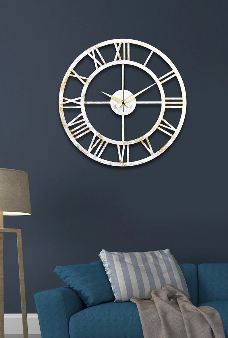 Roman Numeral Metal Wall Clock Etsy