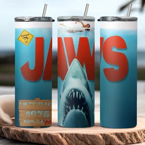 JAWS inspired 20oz stainless steel reusable tumbler