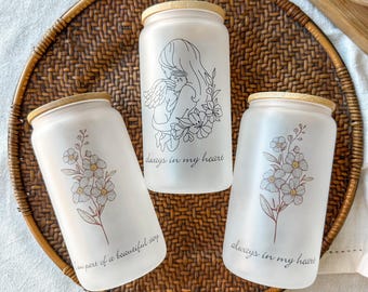 Always in my Heart Frosted Cup | 16 oz | Glass Tumbler | Bamboo Lid | Glass Straw | Gift | Miscarriage | Loss | Personalized Cup