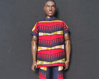 ensemble pantalon bleu rouge