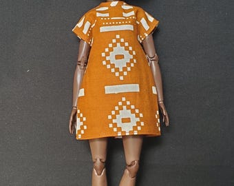 Robe t-shirt camel en toile de boue