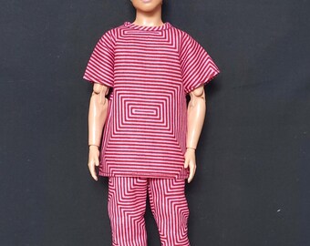Ensemble pantalon rose géométrique pour homme