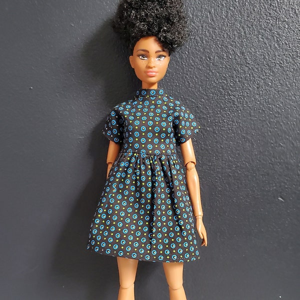 Black Shweshwe Polka Dot Dress