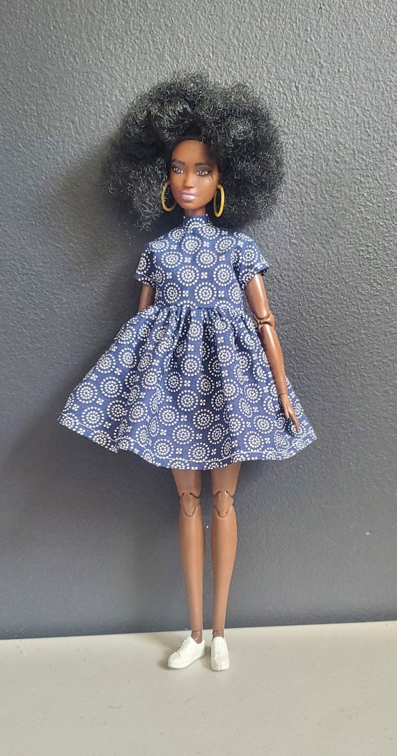 Navy Blue and White Dress