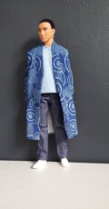 Blue Abstract Swirl Coat for Men