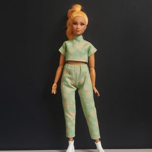 Mint Green and Pink Floral Pants Set