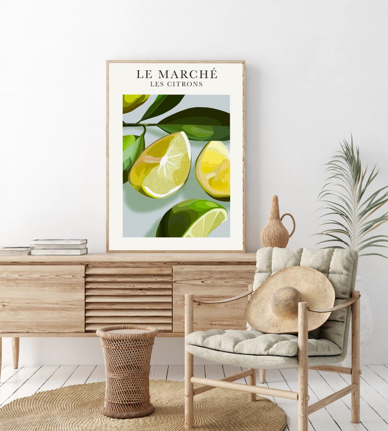 Lemon Poster, Botanical Gallery Wall Art, Lemon Poster, Kitchen Decor ...
