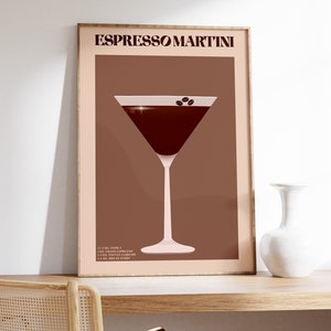 Espresso Martini Cocktail Print, Espresso Martini Poster, Cocktail Prints, Cocktails Wall Art, Wall Decor Cocktails, Bar Prints,