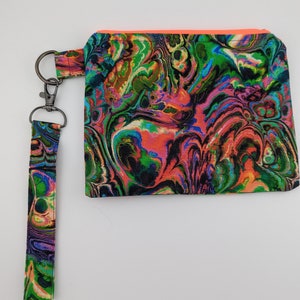 Bolso de mano tipo cartera con diseño de remolino arcoíris con cremallera y correa