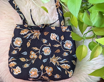 Sac à bandoulière floral Boho bleu et or sac à main