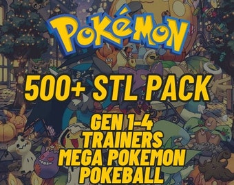 500 + Pokemon STL 3D-Datei Bundle Pack 3D gedruckte Pokemon-Datei – Pokemon Miniaturen Modelle Pikachu Pokeball Mega Pokemon Trainer STL Pokemon