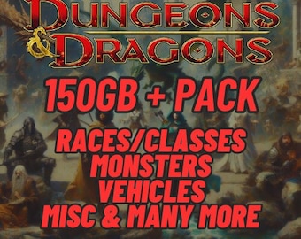 150GB + D&D Dungeons and Dragons 3D File Mega Bundle Pack 3D Printed DnD File - Miniatures Models, Classes, Races, Monsters, Misc STL DnD