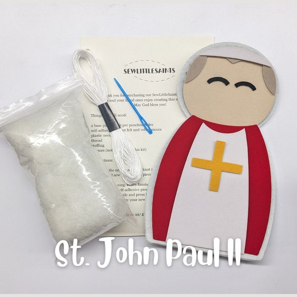 St. John Paul II - Felt Craft Sewing Kit, Sew-Your-Own Saint Kit, St. Pope John Paul II