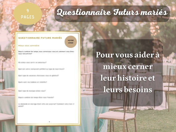 Modèle Questionnaire Futurs Mariés Organisation Mariage - Etsy UK