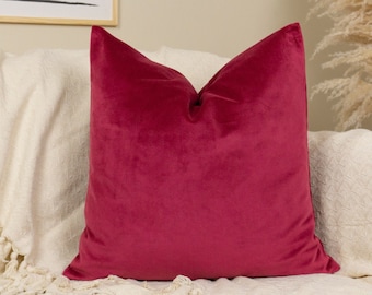Velvet Rose Red Pillow Cover: Soft Vlevet Fuchsia Cushion Cover All Sizes
