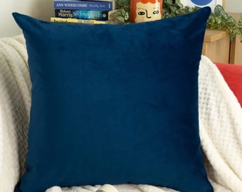 Velvet Navy Blue Pillow Cover: Luxury Decorative Dark Blue Cushion Covers All Sizes