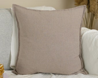 Natural Linen Ivory Pillow Cover, Beige Linen Boho Cushion Cover (Any Custom Size)