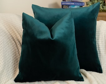 Velvet Emerald Green Pillow Cover: Dark Green Cushion Cover All Sizes